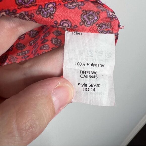 J Crew Factory Womens Size 2 Red Printed Racerback Lightweight Tank Top Casual - Picture 7 of 10